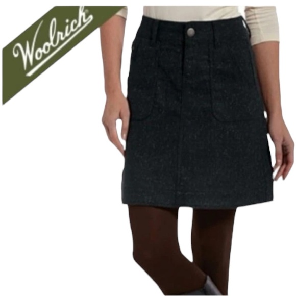 WOOLRICH Woodlyn Mini Skirt sz 16 Onyx Gray Wool Blend Pockets Fall Winter 5063 - Picture 1 of 11
